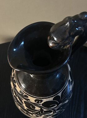 一枚橙 现代极简复古中古风陶瓷雕花花瓶客厅插花样板间软装饰品
