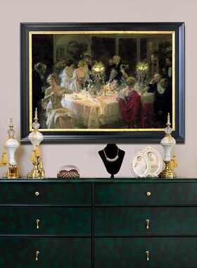 世界名画晚宴法式轻奢风格装饰画宫廷人物画玄关客厅挂画可定制