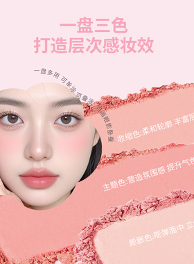比雅biya三色腮红盘自然持久