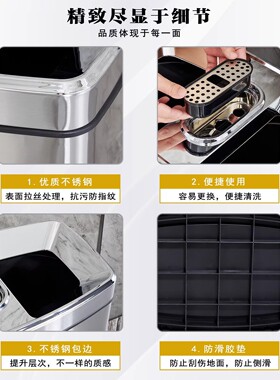 室内分类不锈钢垃圾桶公共场合大号电梯口立式带烟灰缸商用果皮箱