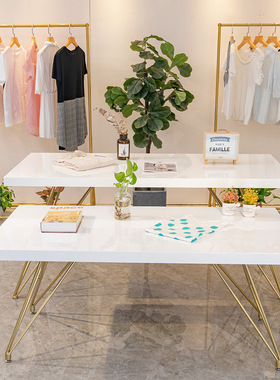 北欧简约铁艺实木服装店展示台