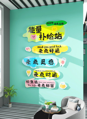 办公室茶水间能量补给站文化墙贴