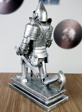 欧式中世纪罗马盔甲人士兵金属模型道具复古铁皮武骑士工艺品摆件