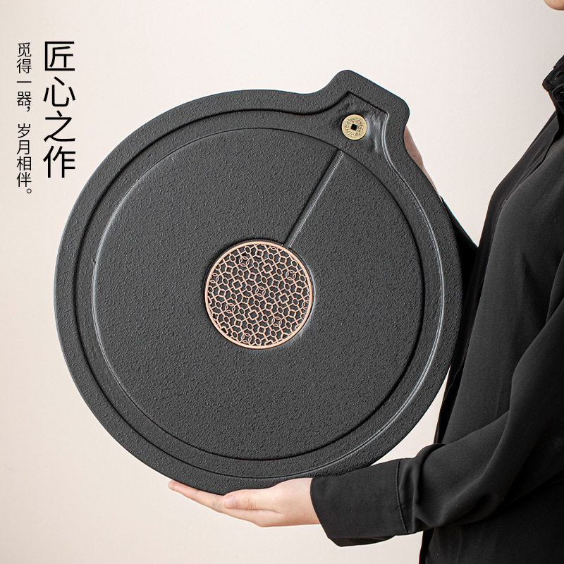 2025 new imitation black gold stone Shilairun tea tray household drain tray tea tray tea set tea sea set dry brewing