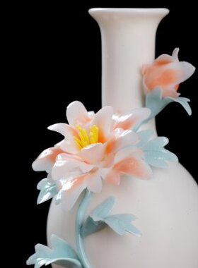 东方插花瓶花客厅摆件小花瓶感中式现代简约陶瓷花瓶 土插高级泥