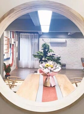 圆形实木框架装饰框新中式线条包边窗户套框垭口隔断屏风木制包邮