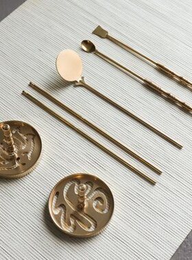 双香篆香道用具套装入门家用纯铜用品工具天然沉香粉檀香打拓熏炉