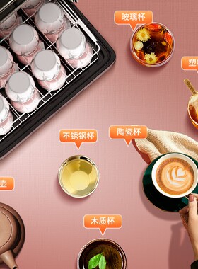 茶杯消毒柜小型台式迷你玻璃水杯功夫茶具茶道消毒收纳办公室专用