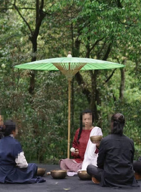 新中式古黄色文化伞防雨桐油阜外花园大型油纸伞加纱实用摄影油伞