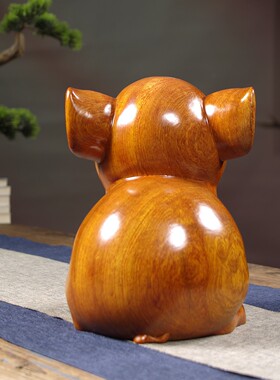 花梨木猪摆件存钱罐可存取木头可爱猪储蓄罐家居客厅装饰生日礼物
