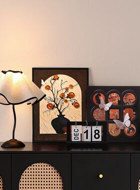 中古风入户玄关装饰品摆件画进门口法式复古客厅电视鞋柜软装高级