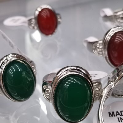 Red agate green agate ring ring box 100 pieces in a box metal environmentally friendly alloy wearable finger European and American style