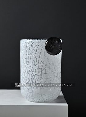 玻璃花瓶水培摆件客厅简约白色花器装饰样板间花瓶餐桌插花面透明