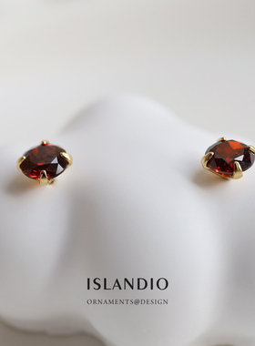 ISLANDIO红宝石耳钉迷你精致小巧钻石3mm4mm养耳朵天然宝石女纯银
