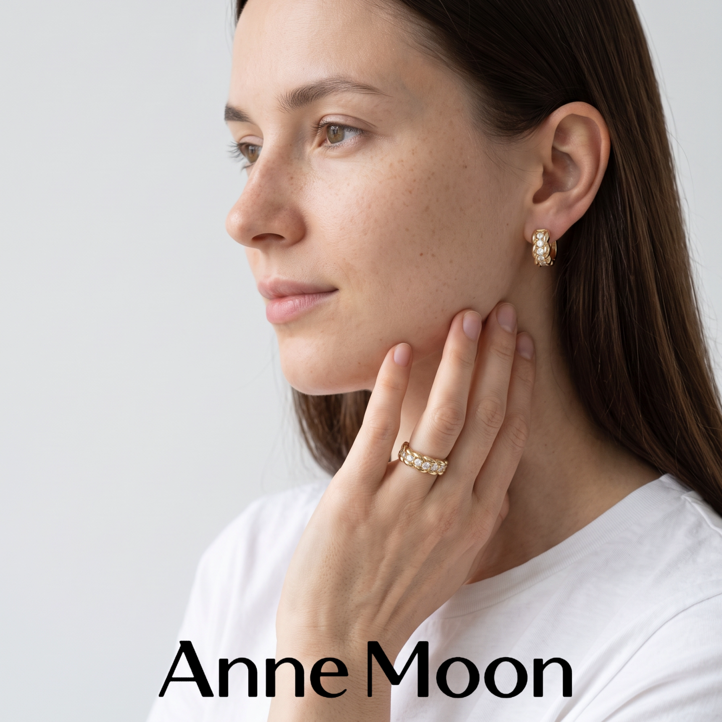 AnneMoon wheat ear light luxury versatile ring earrings