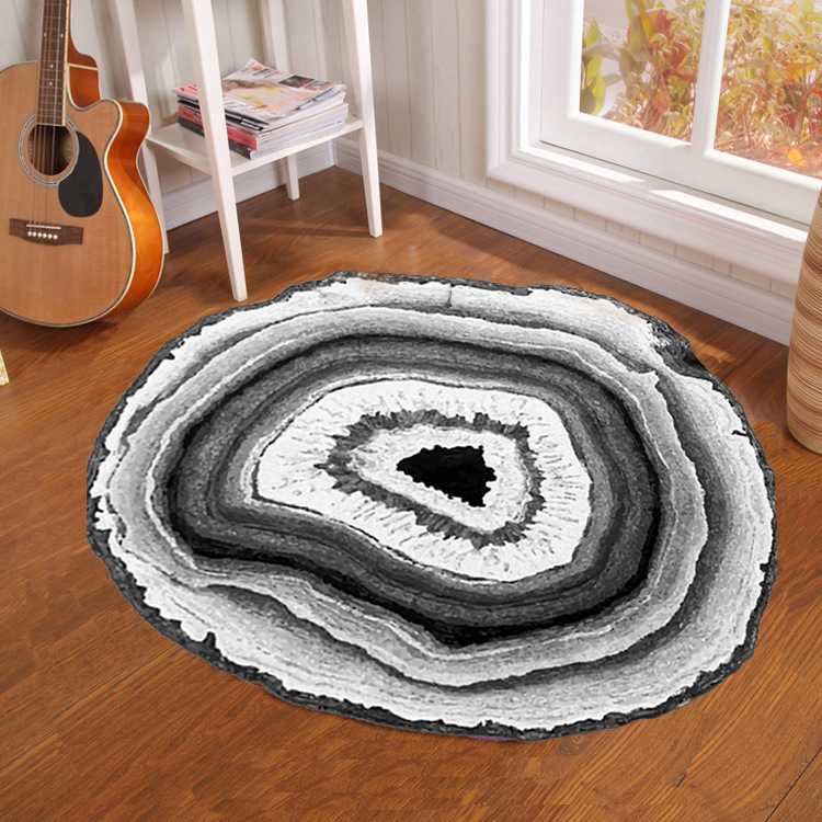 Annual ring round living room carpet imitation wood grain print bedroom bay window hanging chair floor mat bathroom floor mat
