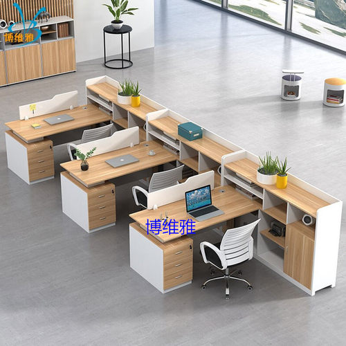 办公桌椅组合员工位四人位办公桌电脑桌椅套装卡座简约现代财务桌 - 图1