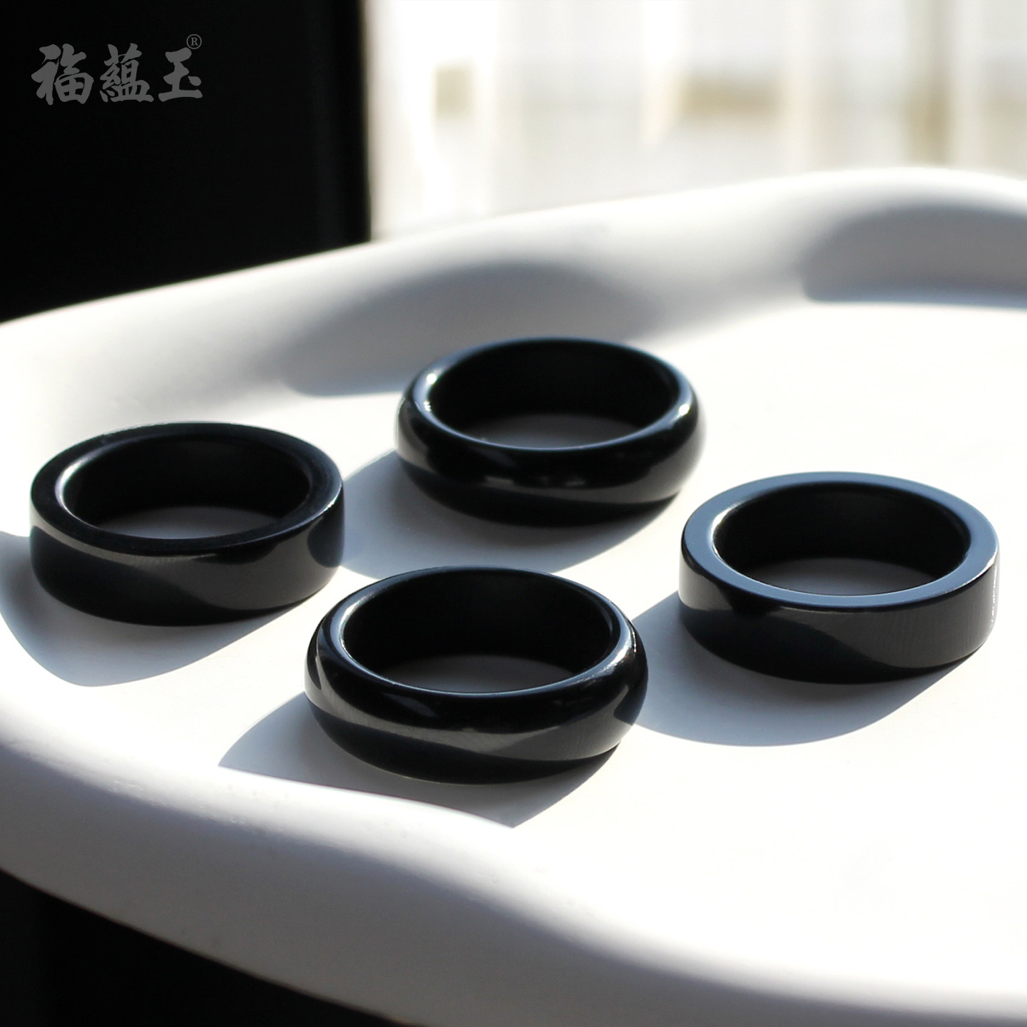 Natural Hetian jade black jade ring black jade ring