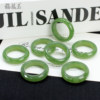 Natural Hetian jade ring, Russian material, no black, full green round