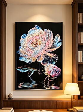 S2297新中式晶瓷镶钻书房客厅玄关餐厅装饰画彩色花4060