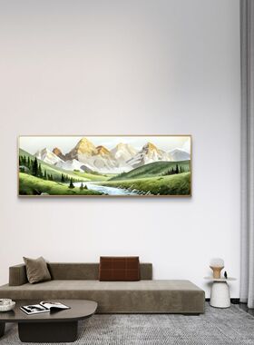 S5478 日照金山客厅装饰画客厅书房装饰挂画金山绿水装饰挂画7020