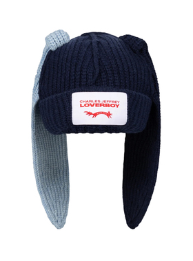 【正品现货】Charles Jeffrey Loverboy大兔耳帽双拼色针织毛线帽