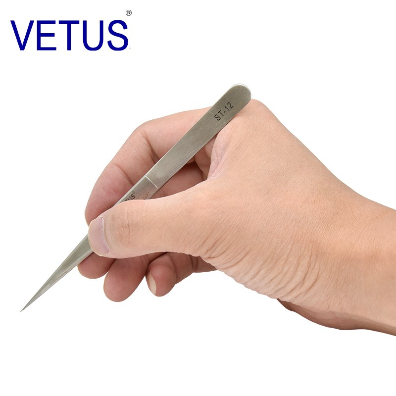 VETUS high-precision tweezers ST-12 (135mm) 302 stainless steel anti-magnetic and anti-acid watch electronic repair