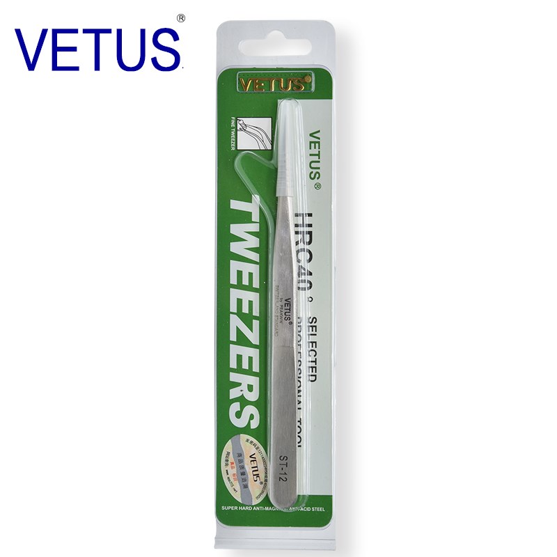 VETUS high-precision tweezers ST-12 (135mm) 302 stainless steel anti-magnetic and anti-acid watch electronic repair