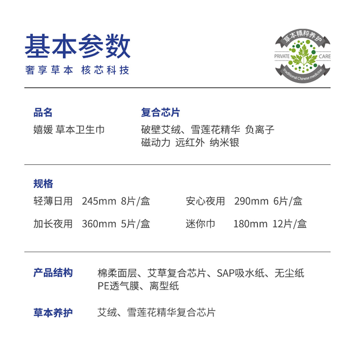 草本呵护轻薄云柔卫生巾2盒装20片