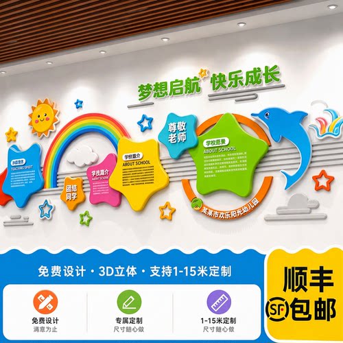 幼儿园文化墙定制卡通立体造型早教中心培训机构宣传墙贴展示墙 - 图2