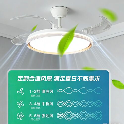 2026新款led隐形风扇灯变频静音客厅卧室吊扇灯餐厅一体电扇吊灯 - 图1