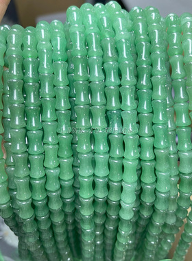 晶德12*8mm天然绿东陵玉竹节珠散珠玉石圆管串珠diy饰品配件