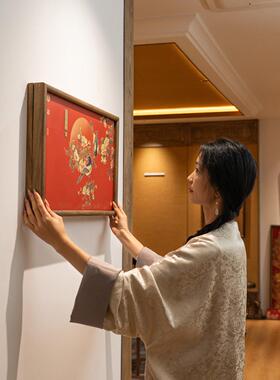 仪表箱装饰画新型仪表屏蔽箱电源新型中国风挂画餐厅高档木框可达