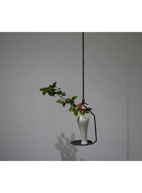 铁打出中式铁艺烛台托盘 花器悬挂钩铁器手工锻造花器茶空间装饰