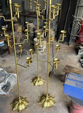 复古铸铁烛台油灯中式落地灯铁艺禅意仿古家居茶室酒店道具摆件