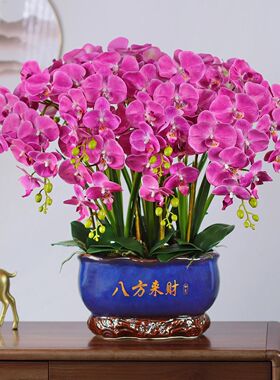 PU蝴蝶兰仿真花客厅装饰花玄关电视柜摆花大盆兰花公司前台假花艺
