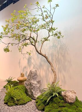 精品海岛春花仿真绿植室内装饰造景落地摆件简约植物中式茶室景观