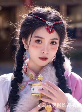 民族风复古流苏额饰女藏银眉心坠