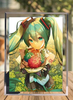 初音未来水晶相框初音未来相框画房间装饰定制图片摆件朋友礼物