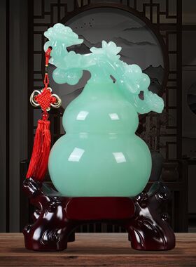 玉葫芦摆件大福字 客厅玄关酒柜电视柜书房摆件 开业乔迁礼品摆件