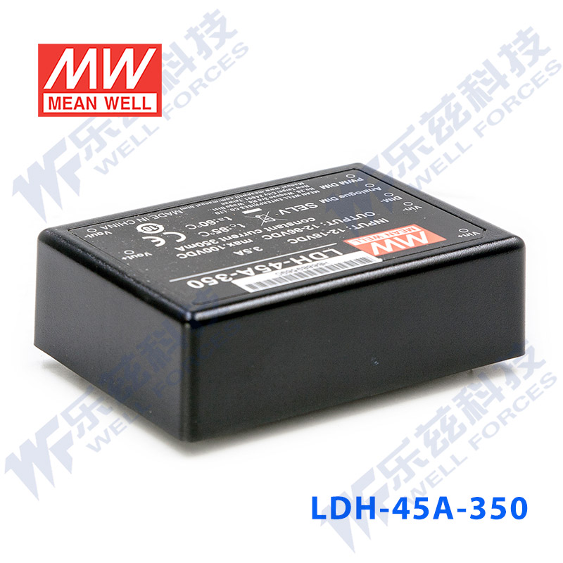 LDH-45A-350 30W 9~18VDC输入12~86VDC350mA输出LED插脚型电源 - 图1