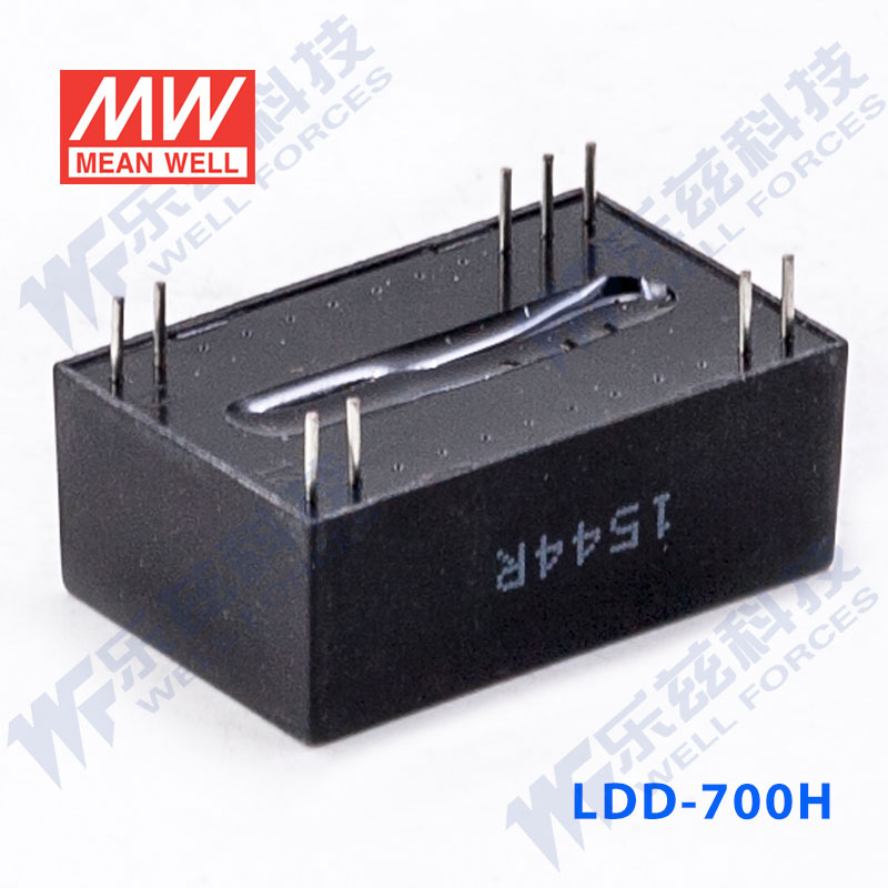 LDD-700H 9～56Vdc输入,2～52V700mA明纬恒流调光驱动器-插脚型 - 图2