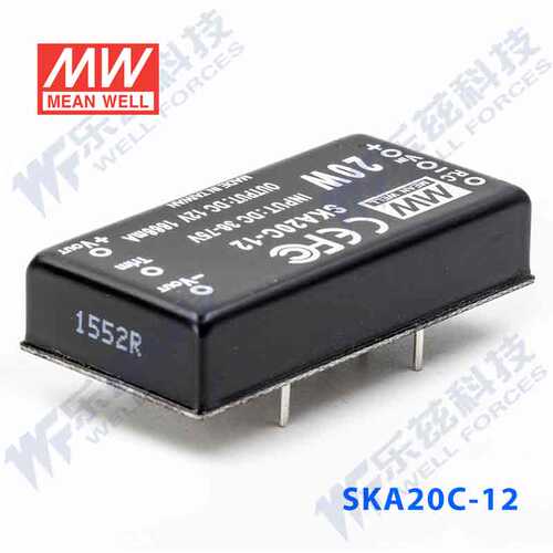 明纬48V变12V电源20W SKA20C-12 36-75V转12V1.666A DC-DC输出 - 图3