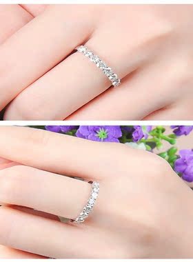 莫桑石戒指女排戒仿真钻戒925