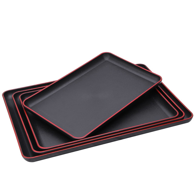 Sushi melamine rectangular black red hotel room tray