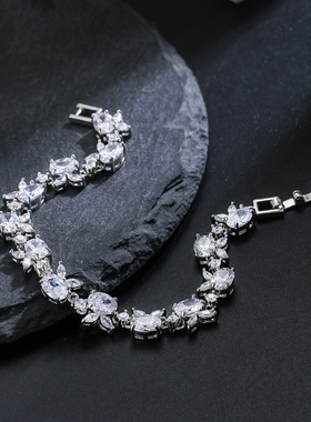 唯曼女氧化锆水晶手链锆石原创