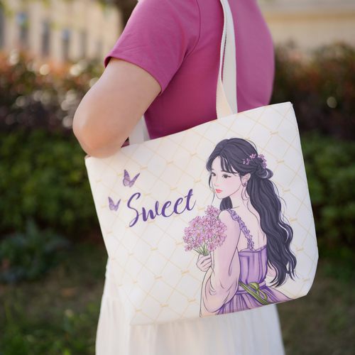 双面印花帆布包女2025新款时尚百搭单肩包大容量手提袋学生托特包 - 图3