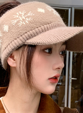 冬季针织空顶帽女时尚护耳保暖帽
