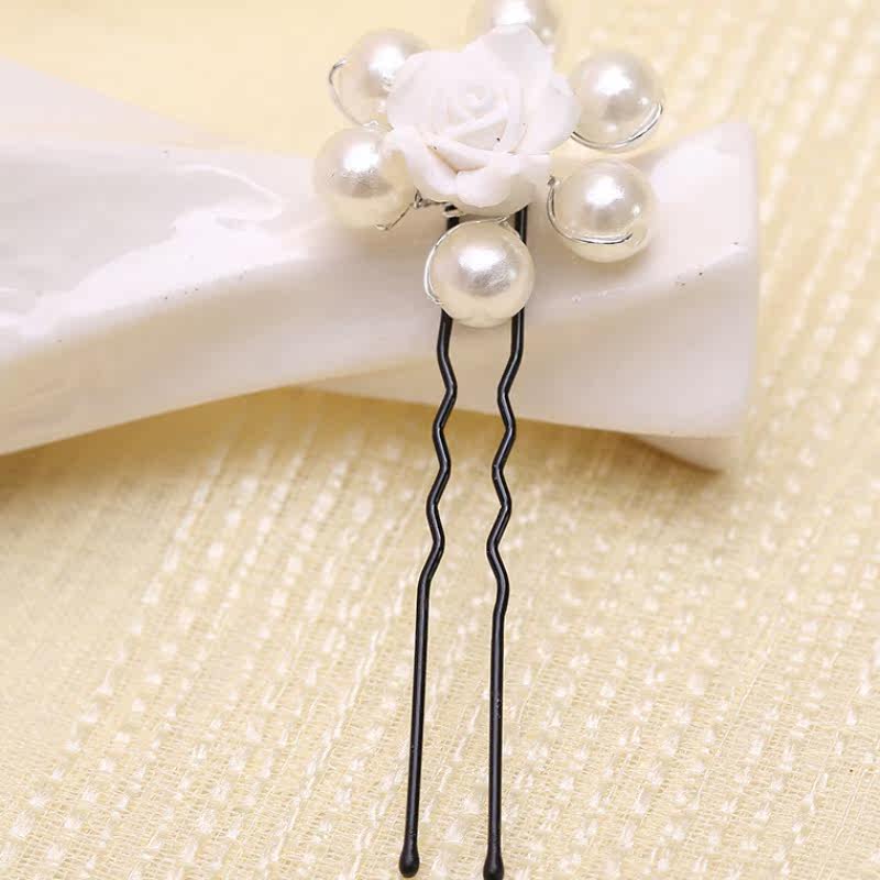 抖音新款手工珍珠软陶新娘造型发簪 tsangkai曾家银发饰