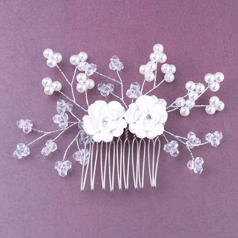 抖音同款新娘手工珍珠软陶花卉发带 tsangkai曾家银发饰